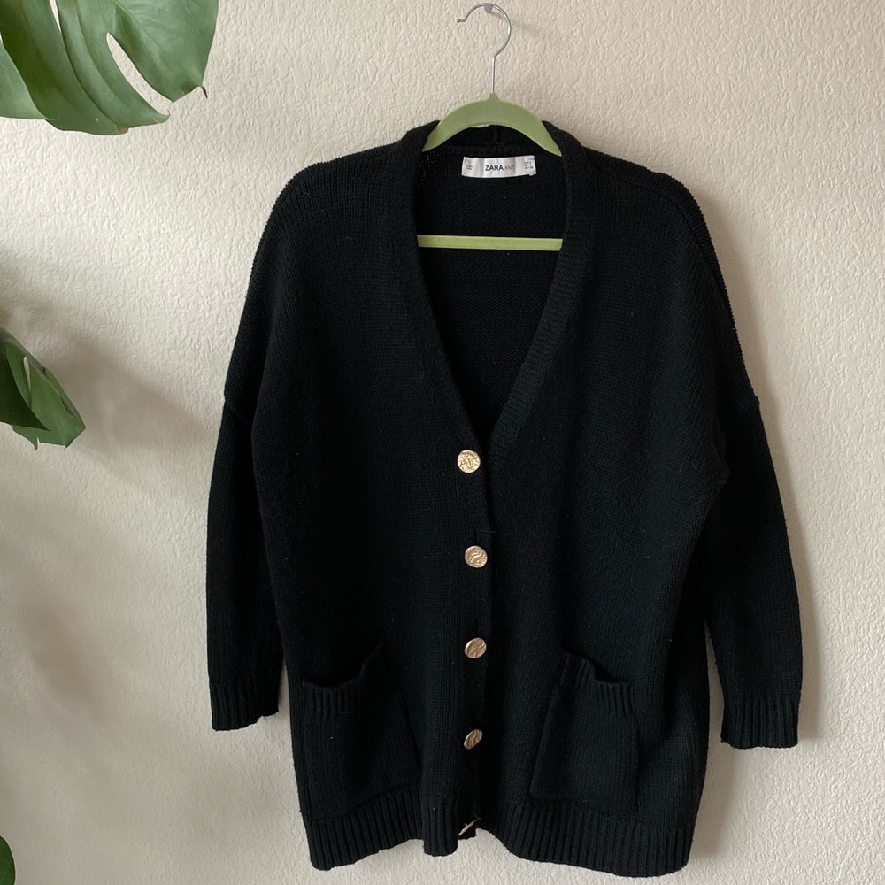 Zara knit wool blend chunky cardigan
